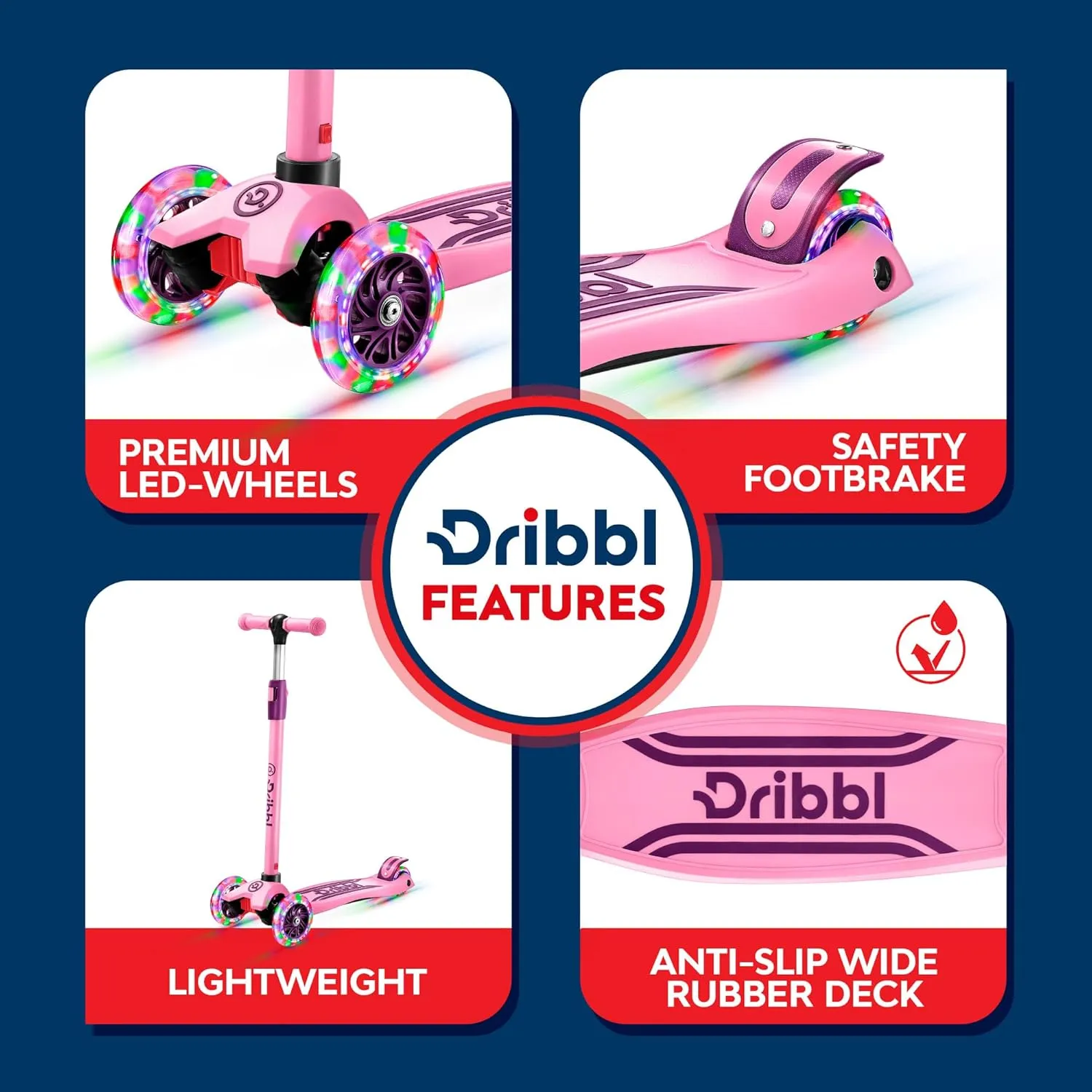 3-Wheel Kids Scooter - Lean-to-Steer Technology, Adjustable Height Handlebar, Wide Deck, Scooter for Boys & Girls Ages 3 , Child Safety Approved, Support Riders Up to 165 lbs, Purple and Pink
