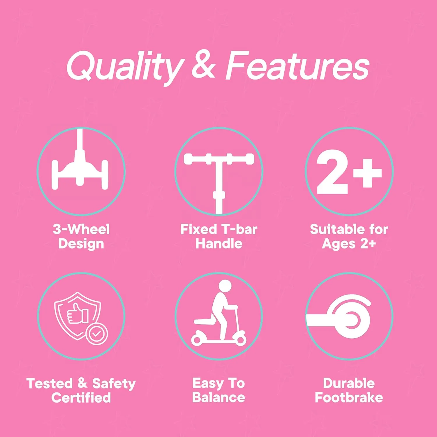 3 Wheel Scooter for Kids, Smooth Light Up LED Front Wheels, Wide Anti Slip Deck, Rear Foot Brake, Easy Maneuvering T-bar Handle, Indoor & Outdoor Ride On Toys for Ages 2 Up