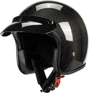 3/4 Motorcycle Helmets Open Face Retro Light Weight Carbon Fiber Helmet Dot Approved