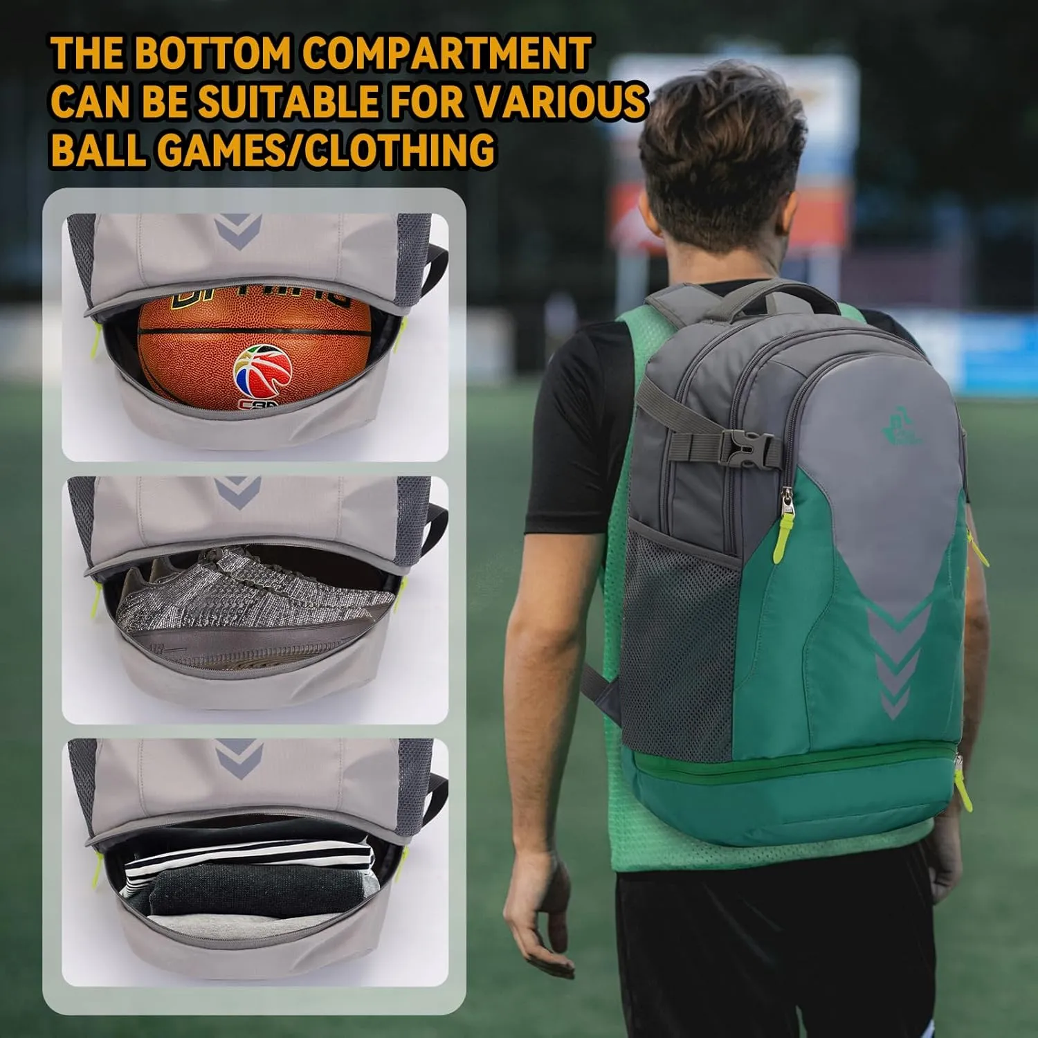 35L Basketball Backpack Large Sports Bag with Separate Ball compartment, for Basketball Soccer Volleyball Swim Gym Travel