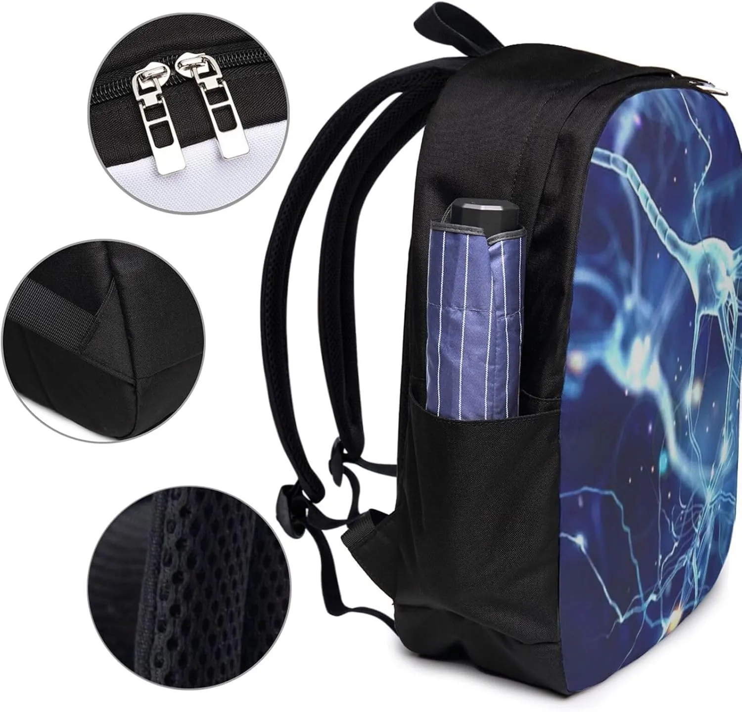 3d Brain Cell Neuron Neurology Backpack, 17 Inch Travel Business Laptop Backpack With USB Port for Women Men
