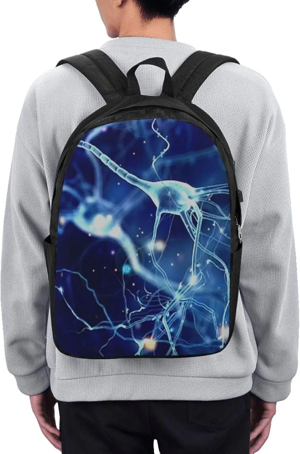 3d Brain Cell Neuron Neurology Backpack, 17 Inch Travel Business Laptop Backpack With USB Port for Women Men