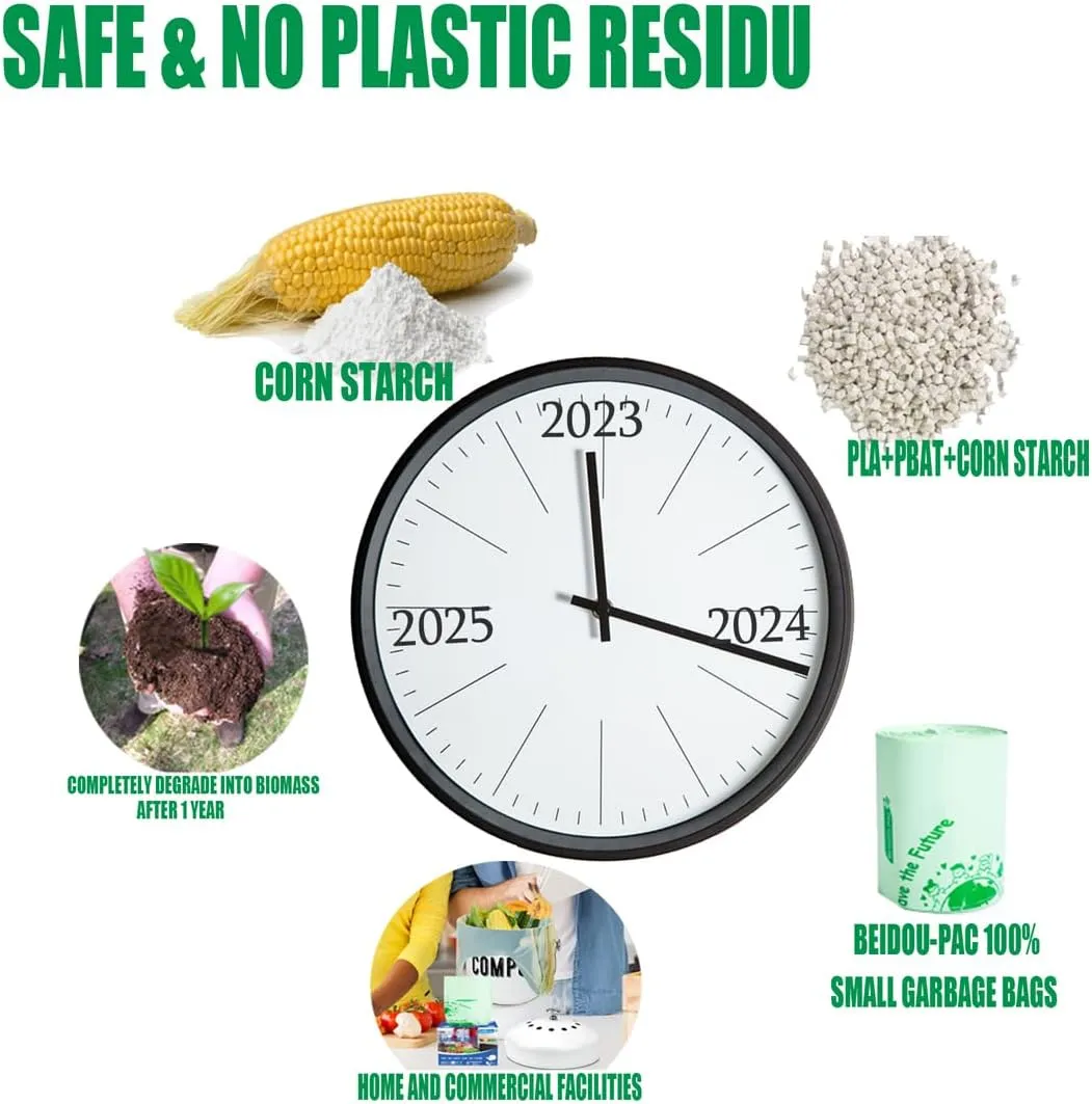 4-6 Gallon Flap Tie Compostable Trash Bags, 304 Count, Compost Bags Kitchen Trash Bags, Sturdy Biodegradable Garbage Bags Food Scrap Waste Bags, ASTM D6400, US BPI Certified