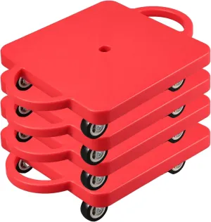 4 Pieces Sports Scooter Board Bulk Sitting Scooter Board with Handles Plastic Casters Sport Flat Scooter for Kids Children Gym Indoor Outdoor Activities Play Equipment
