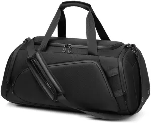 40L Travel Duffle Bag with Shoe Compartment, Waterproof Gym Bag with Multiple Compartments, Black (CORDURA®)