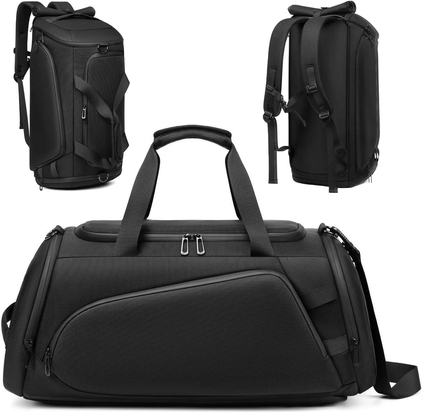 40L Travel Duffle Bag with Shoe Compartment, Waterproof Gym Bag with Multiple Compartments, Black (CORDURA®)
