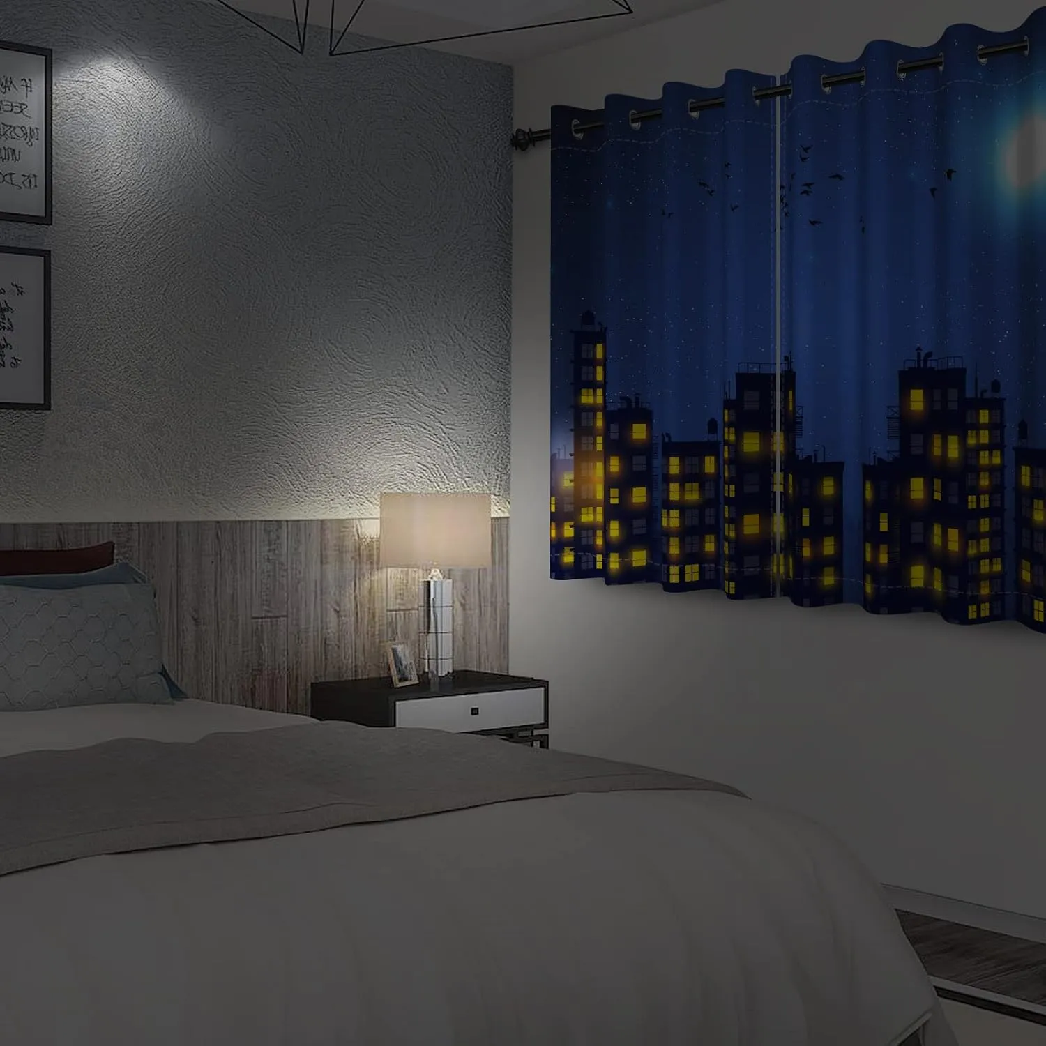 42x63inches Superhero City Curtains Humor Cartoon Comic Super Hero City Skyline Buildings Window Drapes 2 Panels Room Darkening Thermal Insulated Window Curtains for Boys Bedroom Living Room