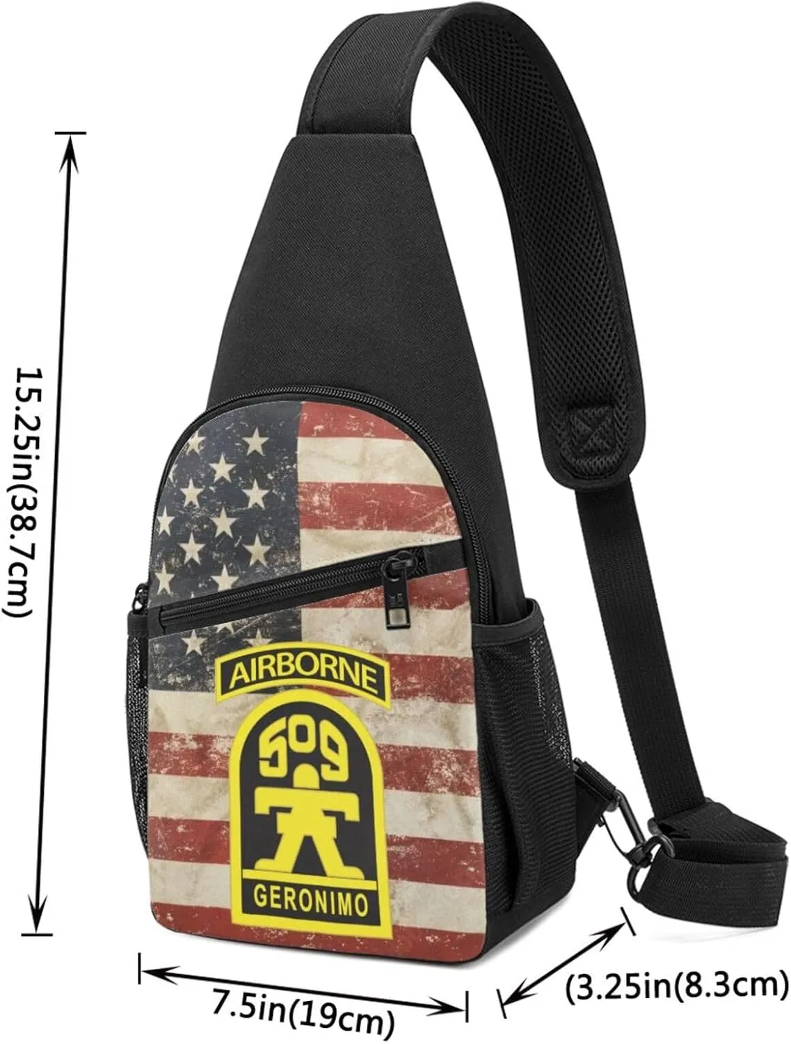 509th Geronimo Airborne Sling Bag Crossbody Backpack Shoulder Casual Daypack Bags for Men
