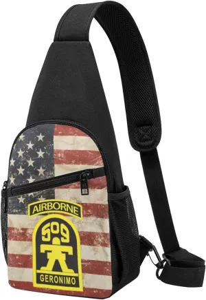 509th Geronimo Airborne Sling Bag Crossbody Backpack Shoulder Casual Daypack Bags for Men