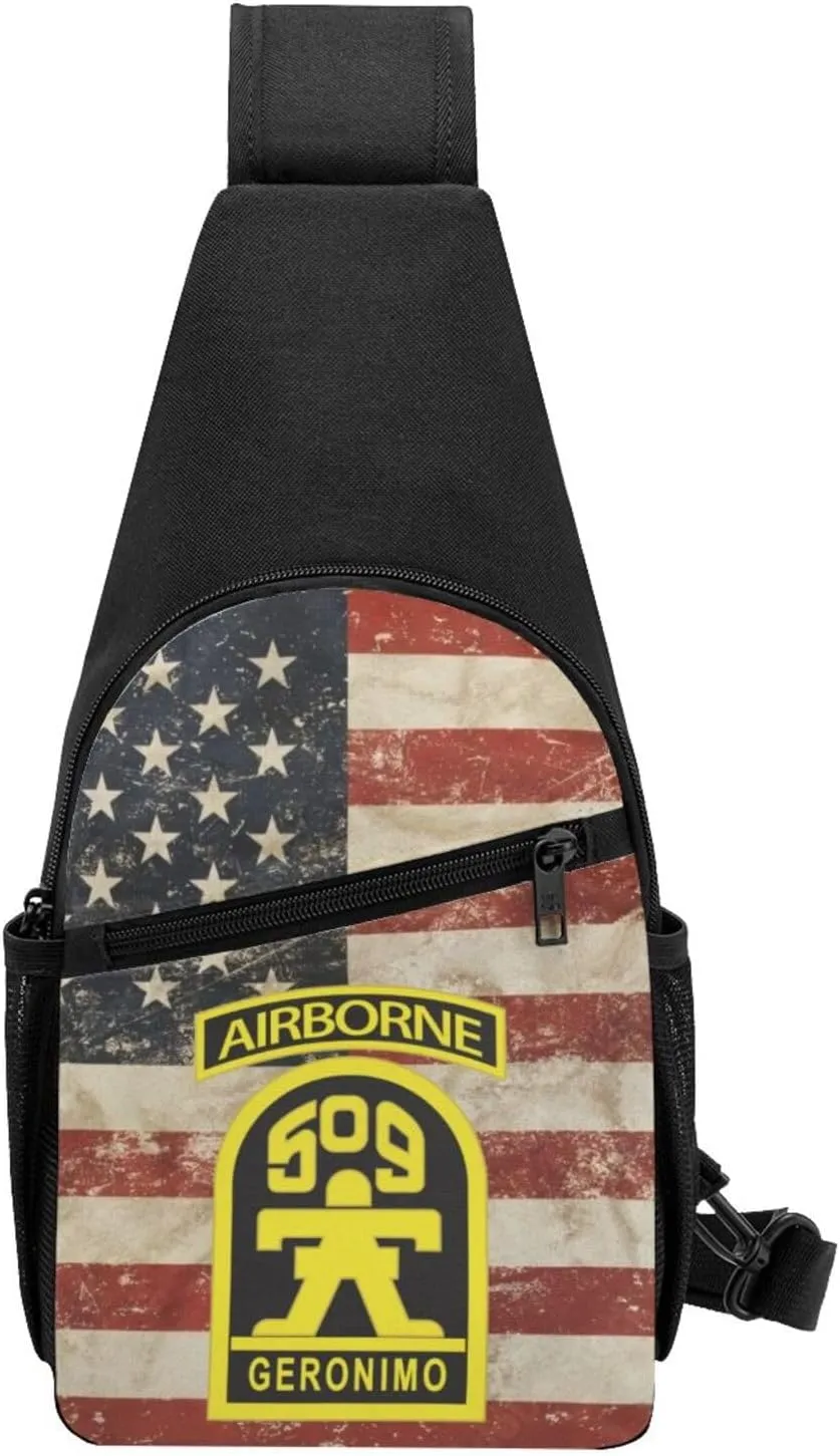 509th Geronimo Airborne Sling Bag Crossbody Backpack Shoulder Casual Daypack Bags for Men