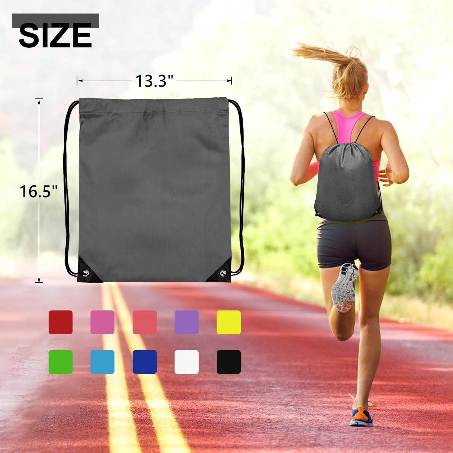 50Pcs Drawstring Backpack Bulk Cinch Bag, Drawstring Bags Polyester for Gym Sports Beach Party Trip (Grey)