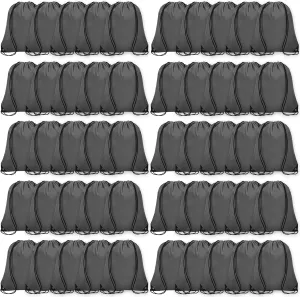 50Pcs Drawstring Backpack Bulk Cinch Bag, Drawstring Bags Polyester for Gym Sports Beach Party Trip (Grey)