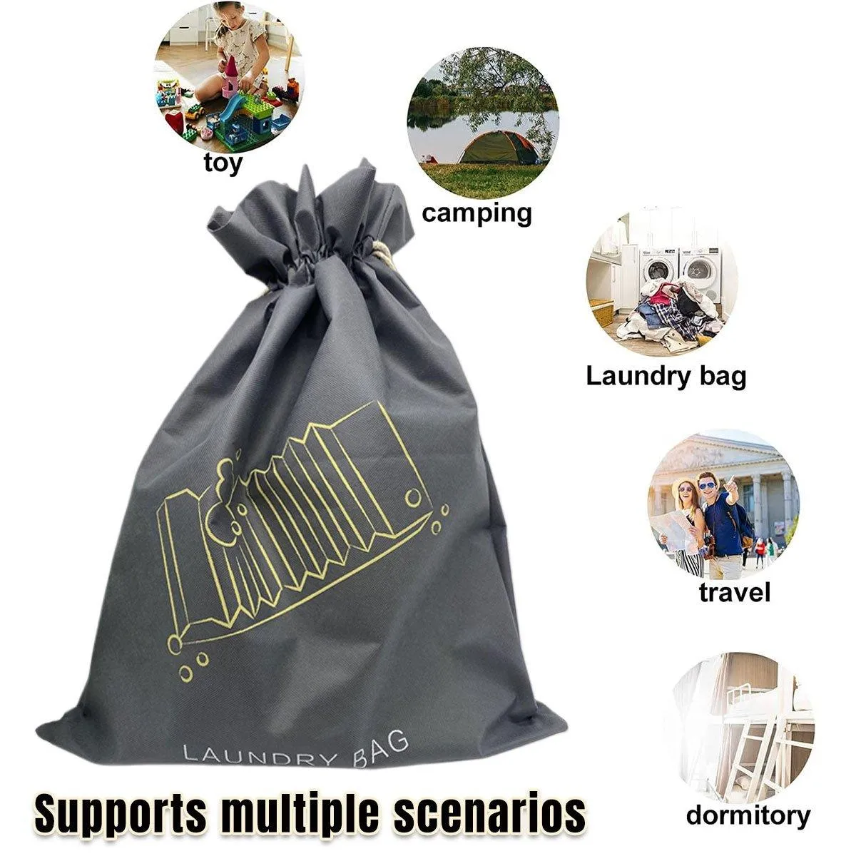 50PCS Large Laundry Bag Travel Drawstring Bags For Dirty Clothes Gym Washable