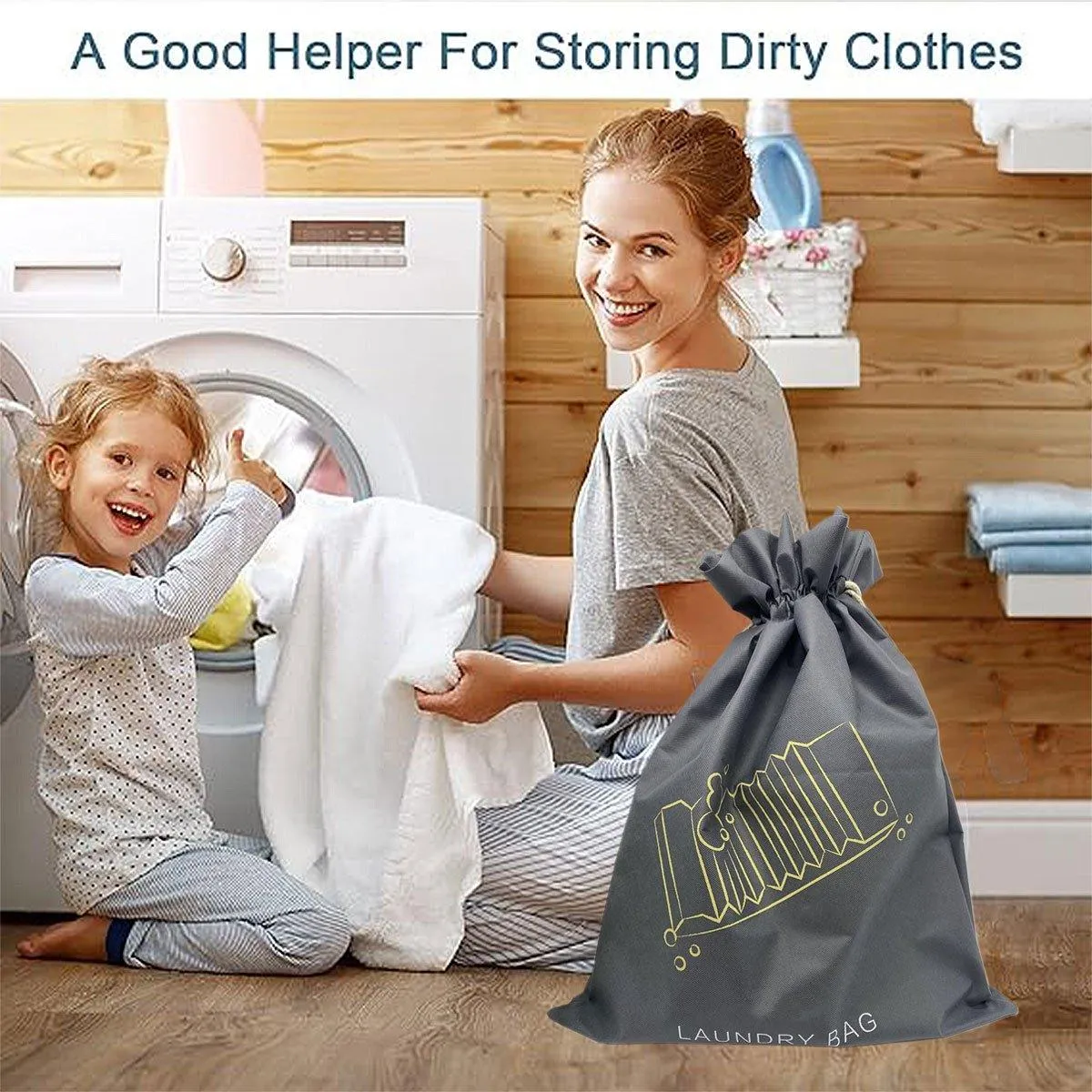 50PCS Large Laundry Bag Travel Drawstring Bags For Dirty Clothes Gym Washable