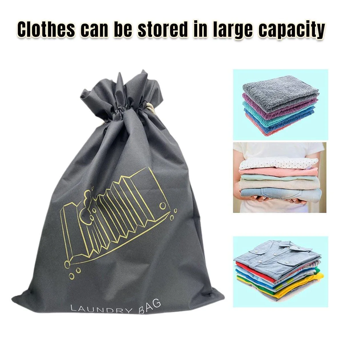 50PCS Large Laundry Bag Travel Drawstring Bags For Dirty Clothes Gym Washable