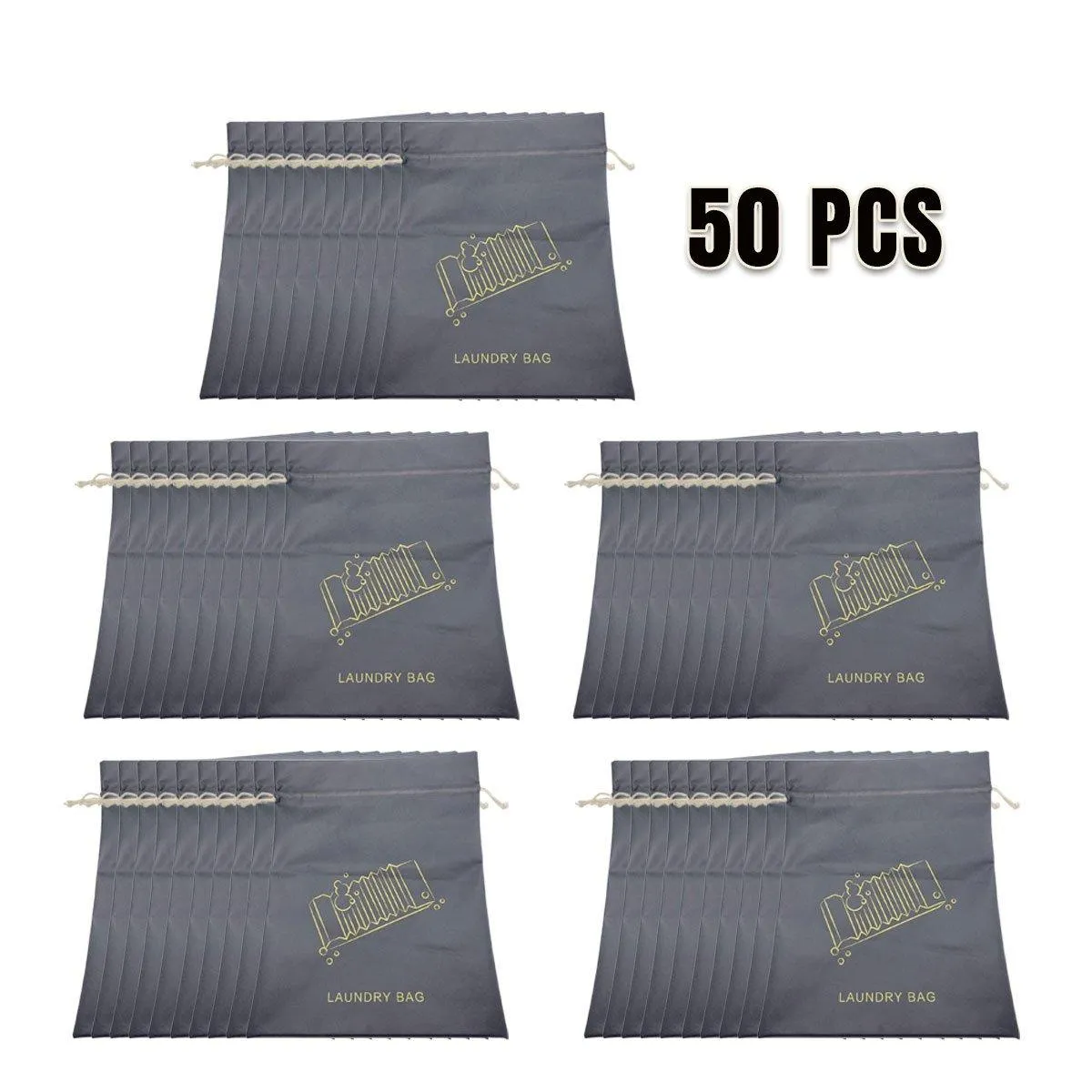 50PCS Large Laundry Bag Travel Drawstring Bags For Dirty Clothes Gym Washable