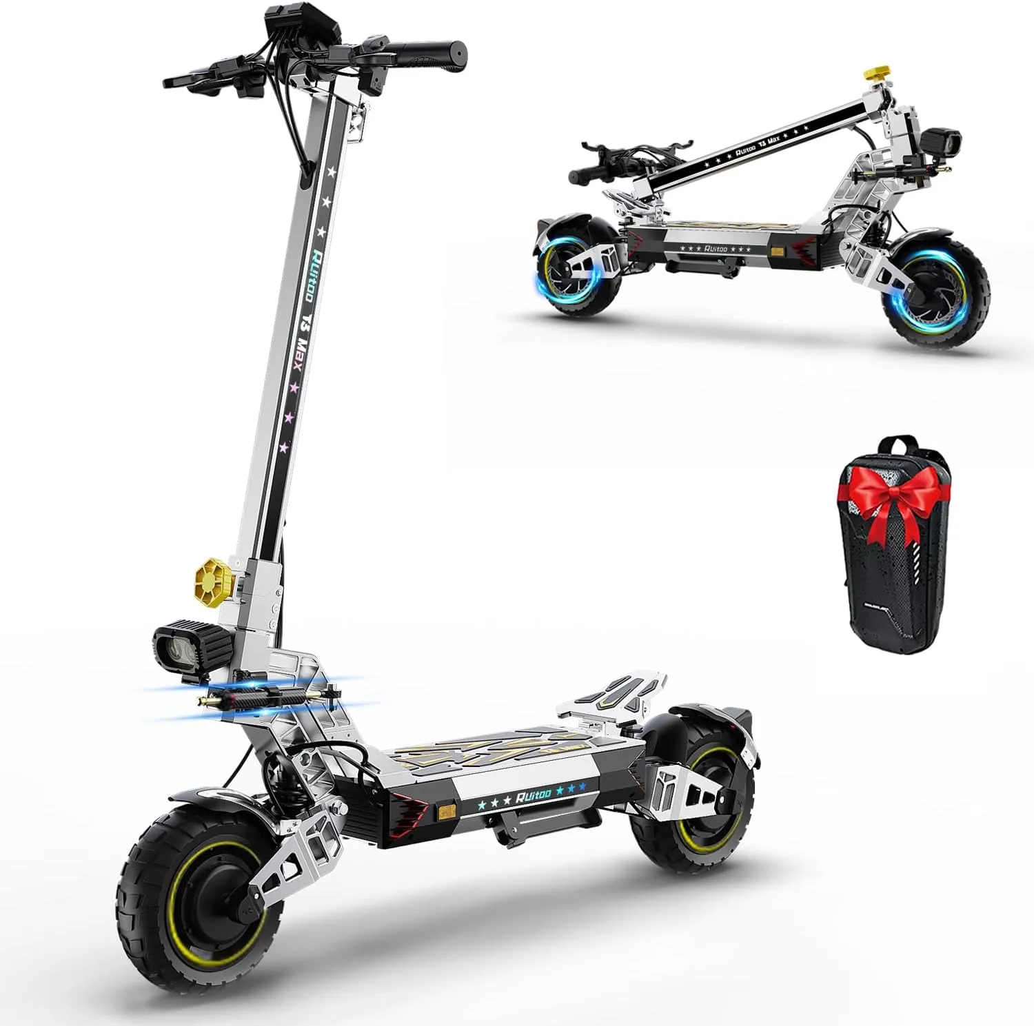 5600W Electric Scooter Adults, Dual Motors Up to 50 MPH 50 Miles Range 60V/27AH Lithium Battery 11" Off Road Tires Heavy Duty Sport Escooter with Steering Damper 440lbs Max Loading, UL-2272 Certified