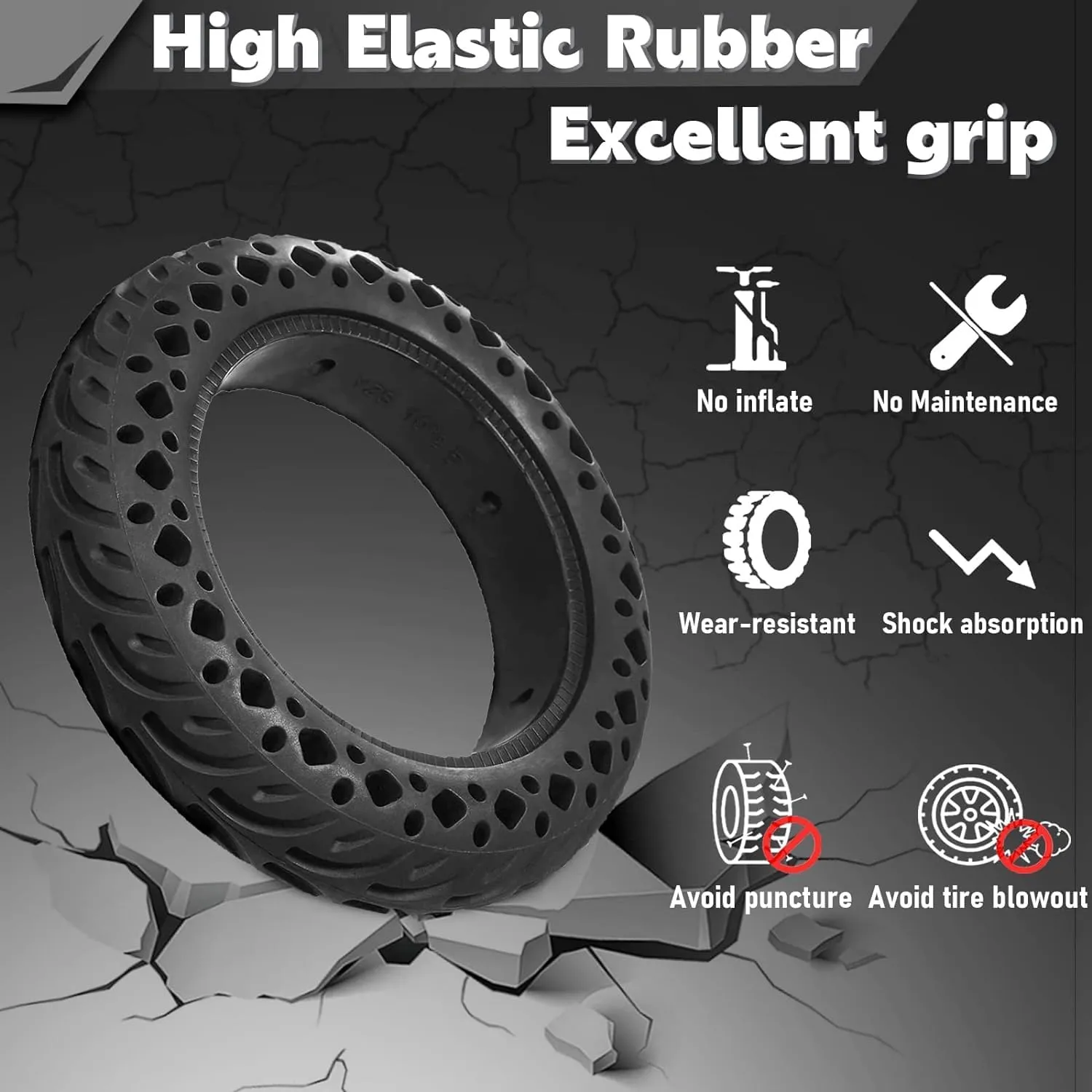 60/70-6.5 Scooter Tire Solid: 10x2.5 Tubeless Tires Replacement for Segway Ninebot MAX G2 G30 G30LP Gotrax G5 G6 Yume Electric Scooter,10 Inch 10x2.50-6.5 Front Rear Honeycomb Wheels 2 Pcs