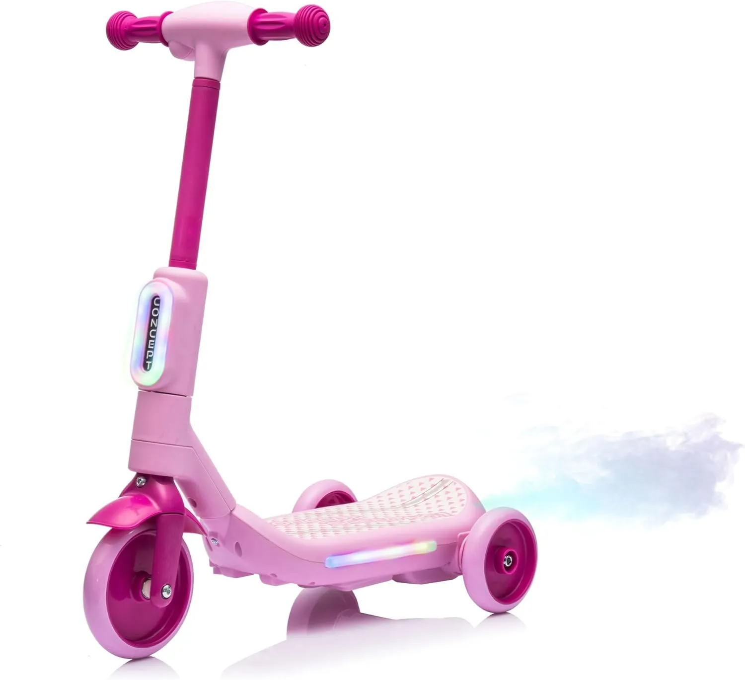 6V Kids Ride on Toys for Toddlers, 3-Wheel Scooter for Kids w/Wider Pedal, One-Button Start, Tail Color Lights w/Spray, 3.11 Mph Speed, Music, Electric Ride on Toy Gift for Boys/Girls, Pink