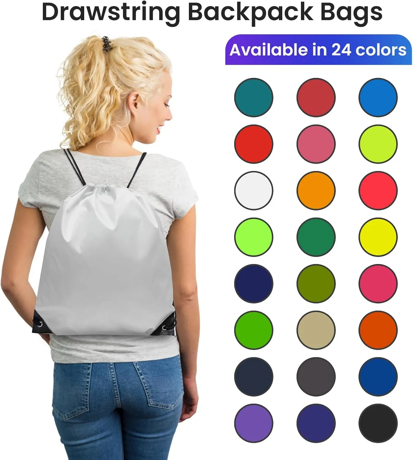 72 Pack Drawstring Backpack Bags,Drawstring Bags Bulk Cinch Bags Gym Bag String Bag Backpack Bulk,White