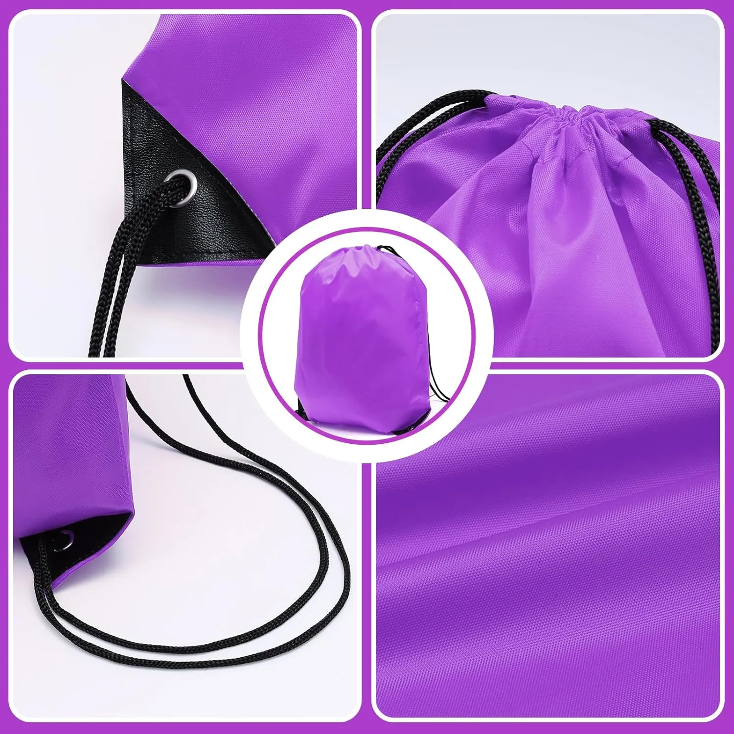 72 Pcs Purple Drawstring Bags Bulk Drawstring Backpack String Sport Bag Cinch Bags Gym Bag Draw String Bag for Party,Gym