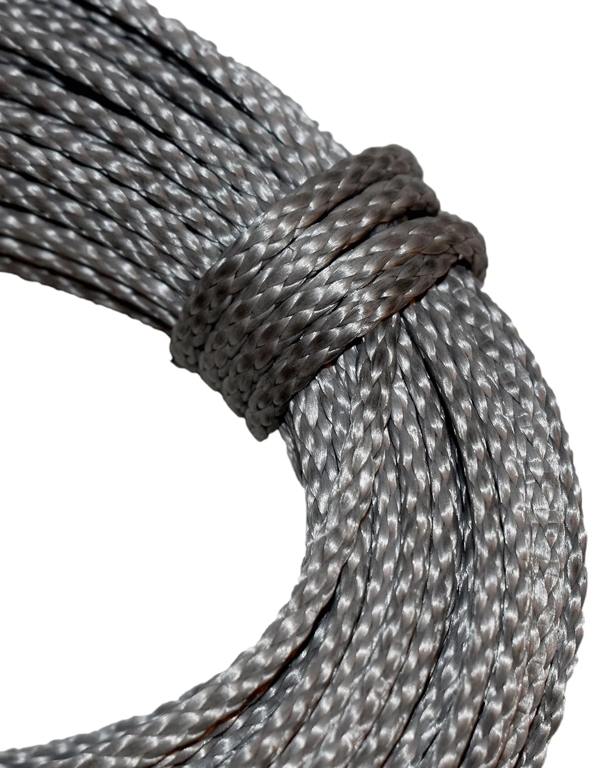7/64in 600' spools, 100' Hanks Coated Blue, Black or Yellow dyneema Fiber 1600lb. Average tensile Strength (100 ft. Hank, Silver)
