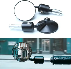 7/8” Bar End Mirror for Motorcycle Rear View - Round Dual Sport Mirrors, Adjustable Aftermarket Parts Compatible with Honda Grom, Yamaha, Suzuki, Kawasaki, Harley, Cafe Racer, Rizoma, crg