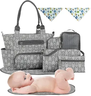 8Pcs Baby Nappy Diaper Bags Set for Mom Dad Mummy Handbags Multifunctional Diaper Changing Bags