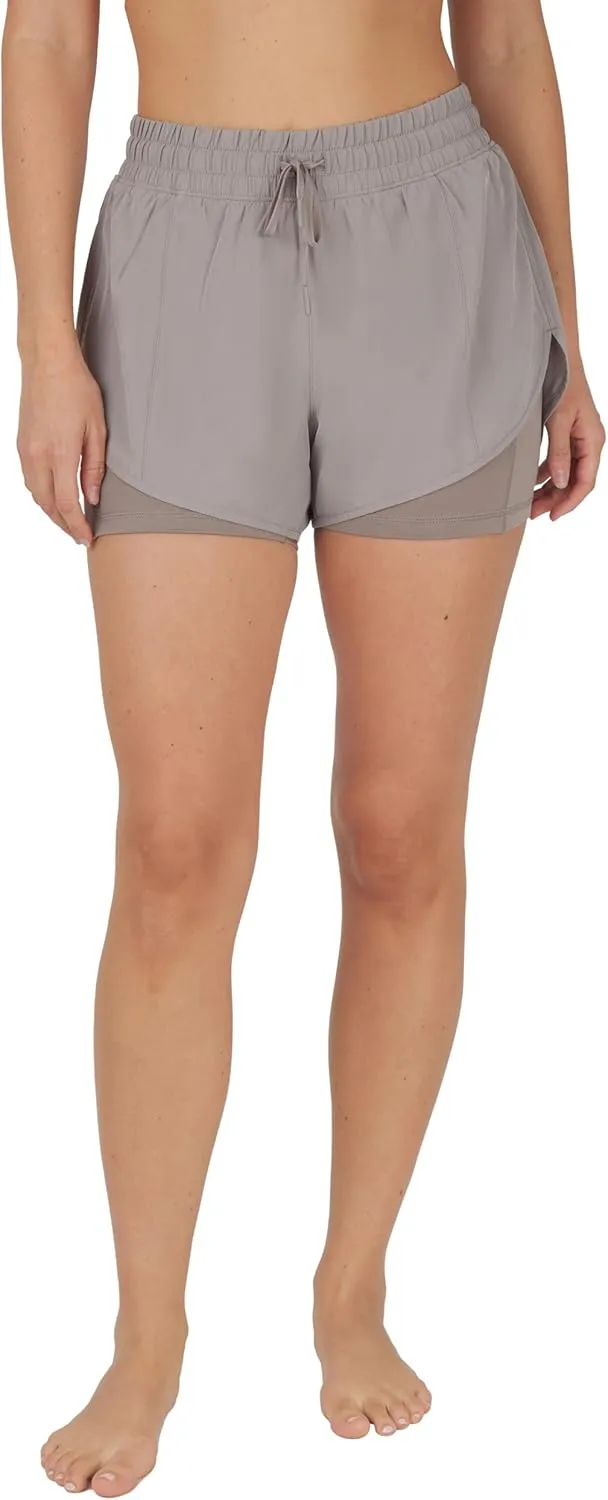 90 Degree By Reflex Lightweight Workout Shorts 2 in 1 Running Yoga Gym Shorts with Inner Biker Short Pockets
