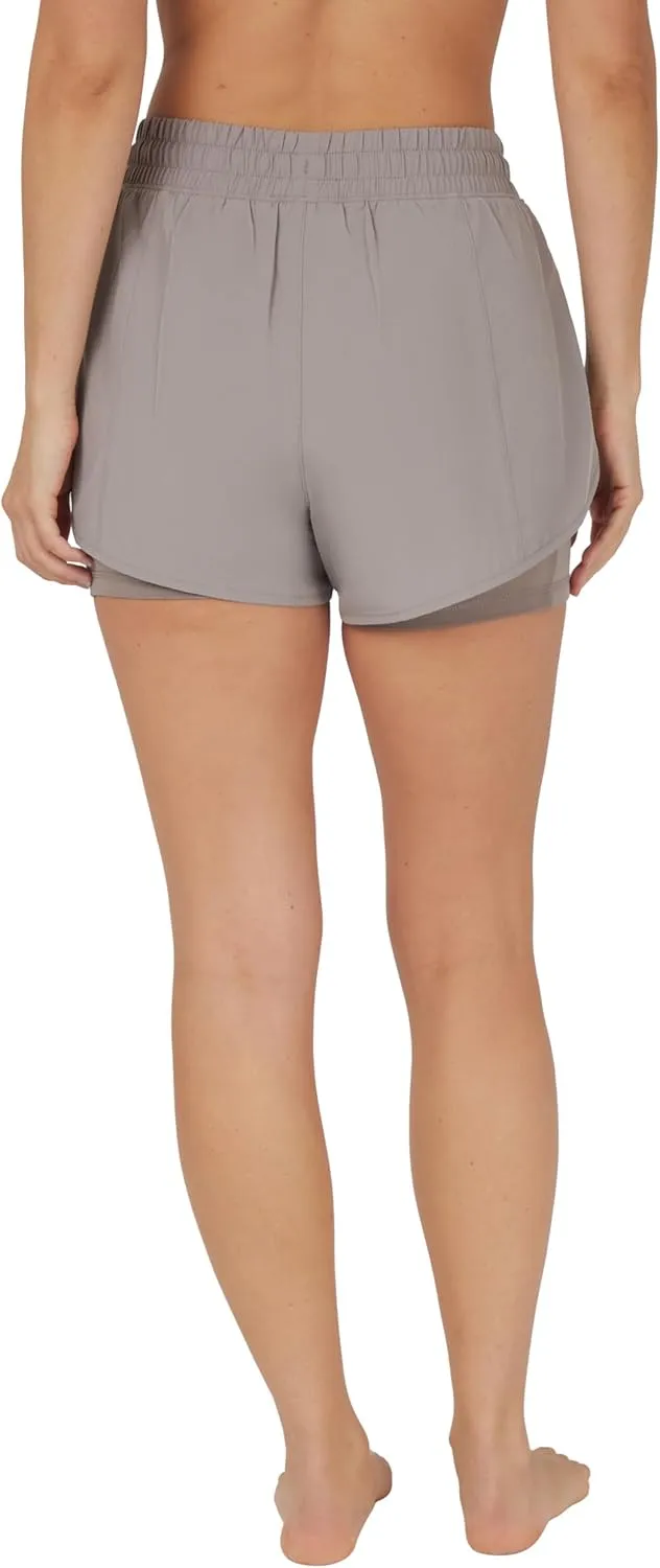90 Degree By Reflex Lightweight Workout Shorts 2 in 1 Running Yoga Gym Shorts with Inner Biker Short Pockets