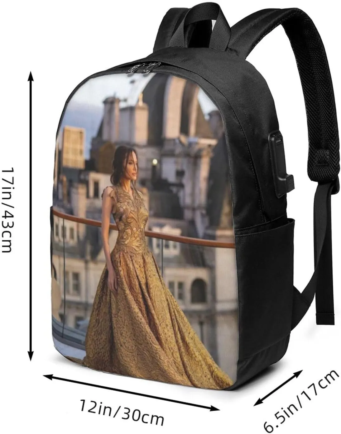 A-ngelina Jolie Simple Large Capacity Backpack, The Whole Bag Is Stylish And Lightweight Black