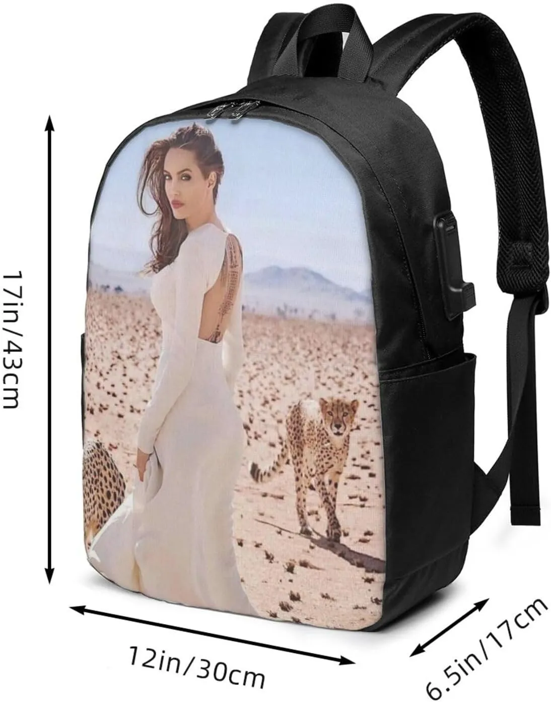 A-ngelina Jolie Simple Large Capacity Backpack, The Whole Bag Is Stylish And Lightweight Black