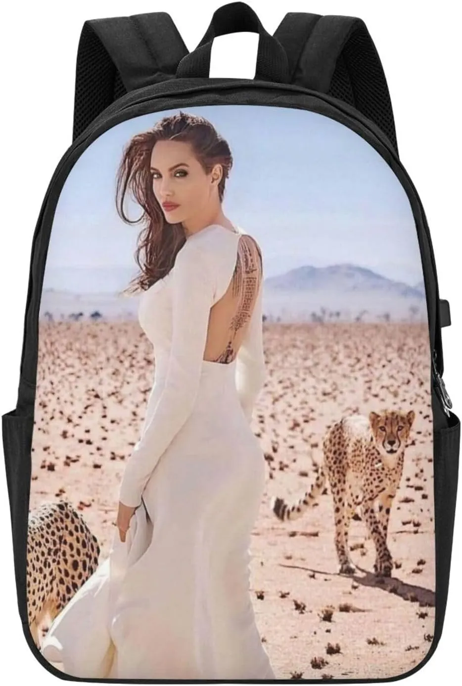 A-ngelina Jolie Simple Large Capacity Backpack, The Whole Bag Is Stylish And Lightweight Black