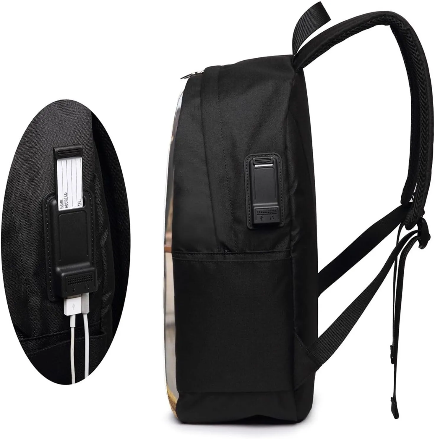 A-ngelina Jolie Simple Large Capacity Backpack, The Whole Bag Is Stylish And Lightweight Black