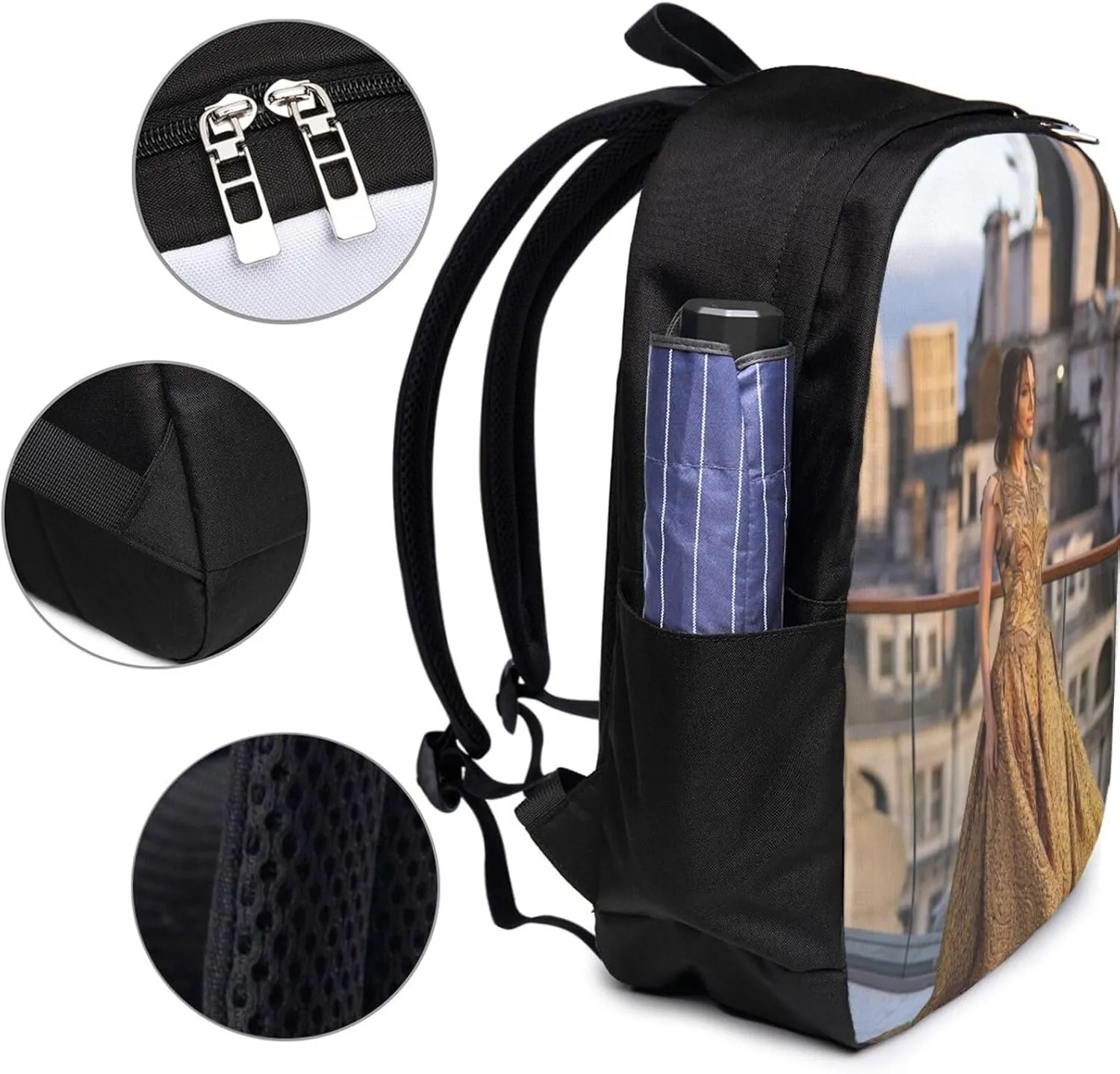 A-ngelina Jolie Simple Large Capacity Backpack, The Whole Bag Is Stylish And Lightweight Black