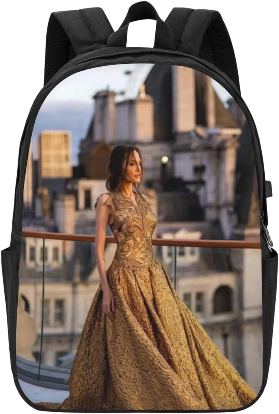 A-ngelina Jolie Simple Large Capacity Backpack, The Whole Bag Is Stylish And Lightweight Black