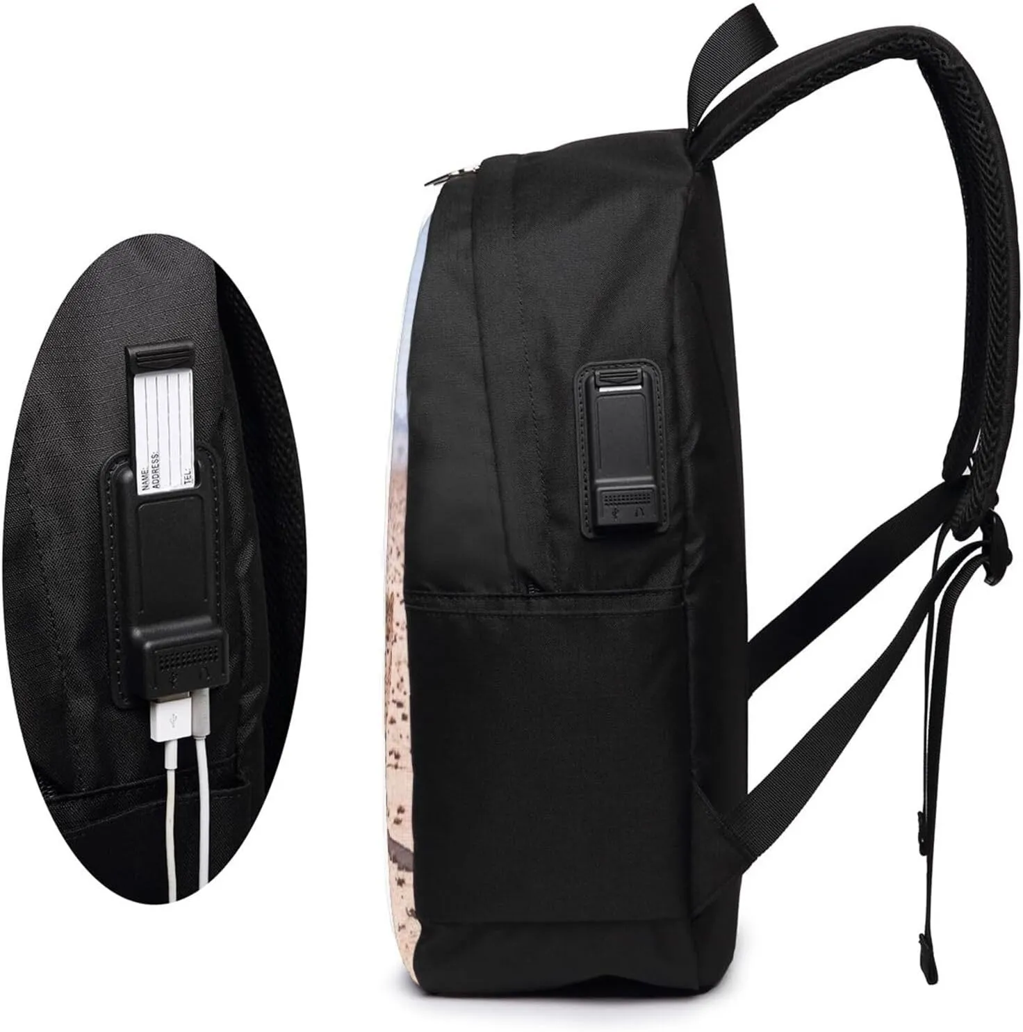A-ngelina Jolie Simple Large Capacity Backpack, The Whole Bag Is Stylish And Lightweight Black