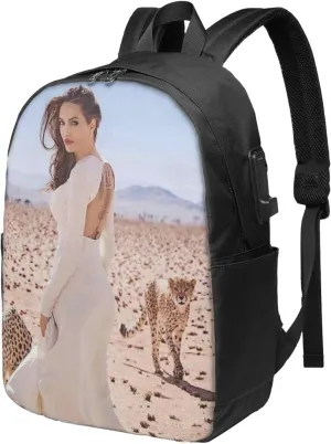 A-ngelina Jolie Simple Large Capacity Backpack, The Whole Bag Is Stylish And Lightweight Black