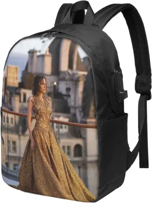 A-ngelina Jolie Simple Large Capacity Backpack, The Whole Bag Is Stylish And Lightweight Black