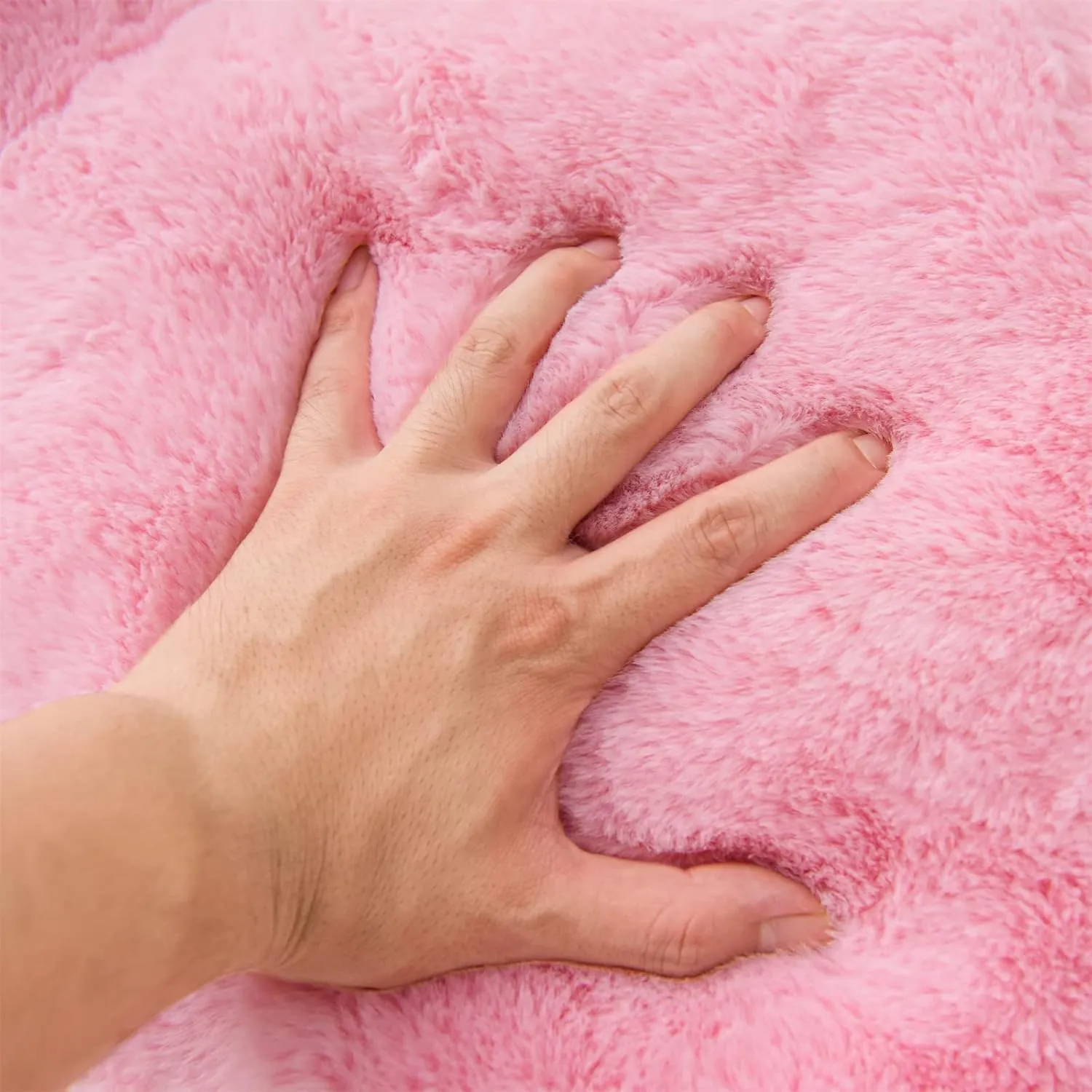 A Nice Night Faux Fur Reading Pillow Bed Wedge Large Adult Backrest with Arms Back Support for Resting in Bed/Couch for Bedrest,BabyPink