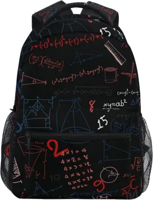 Acpiggto Backpack Red Math Formula Diagram Education Blackboard Daypack Shoulder Bag with Name Label Tag for Travel Hiking Casual Camping Sports Gym