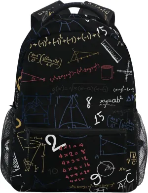 Acpiggto Backpack Red Navy American Math Formula Diagram Education Blackboard Daypack Shoulder Bag with Name Label Tag for Travel Hiking Casual Camping Sports Gym
