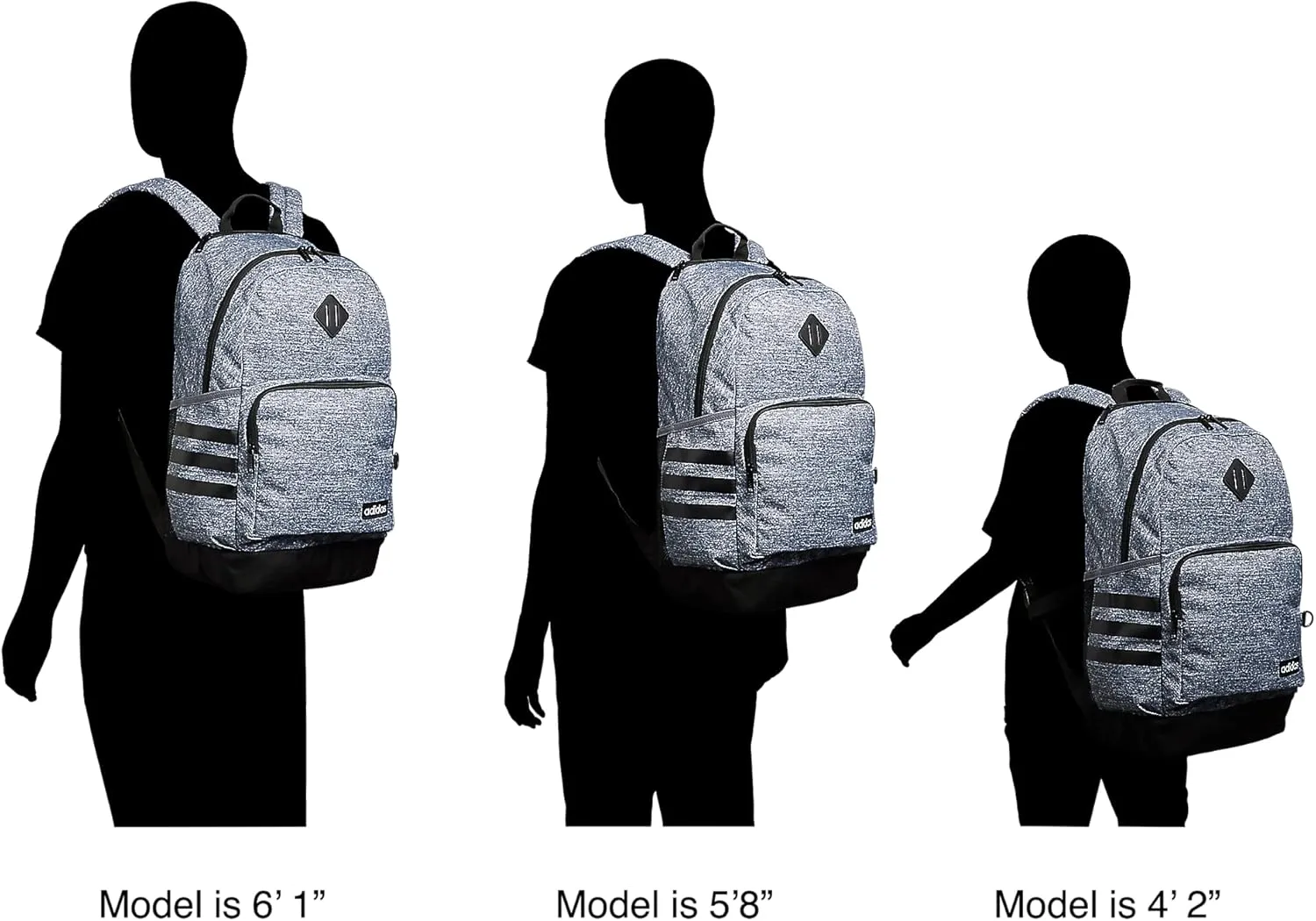 adidas 3-Stripe Classic Backpack for Men and Women, Bag with Laptop Sleeve, Collegiate Navy/Jersey Onix Grey/White/4.0, One Size