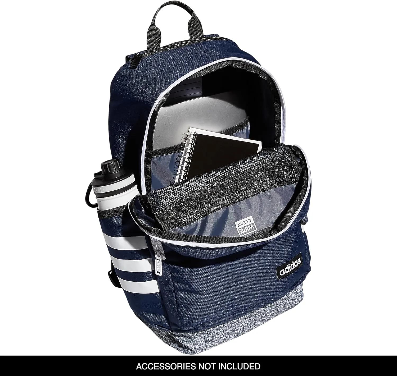 adidas 3-Stripe Classic Backpack for Men and Women, Bag with Laptop Sleeve, Collegiate Navy/Jersey Onix Grey/White/4.0, One Size