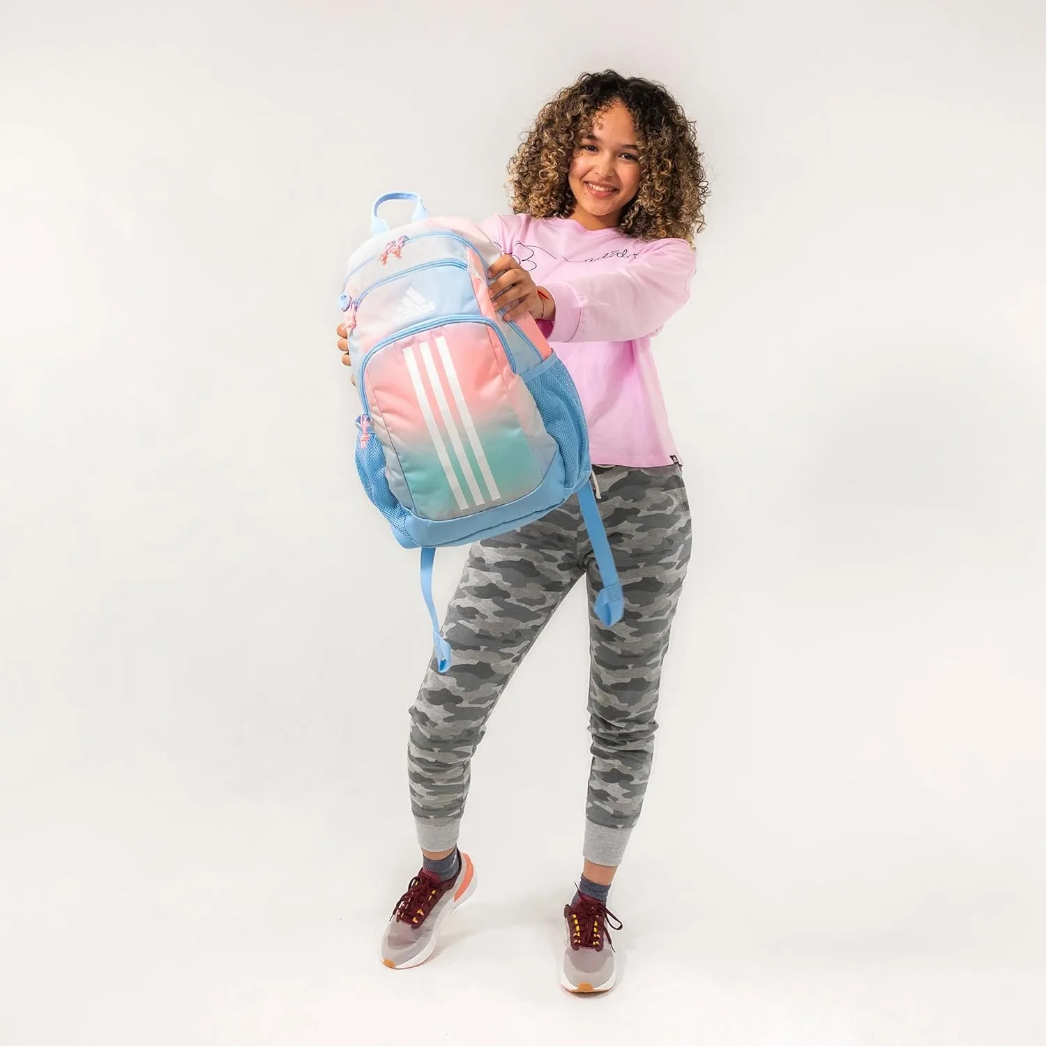 adidas Creator Comfortable and Durable Small Athletic Bag or Laptop Backpack for Women and Men, Stone Wash Rainbow/Grey/Almost Blue, One Size