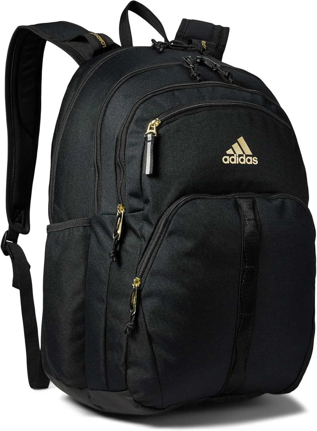 adidas Prime Work, Bag, Travel Backpack for Women and Men with Padded Compartment for Laptop, Black/Gold Metallic/2, One Size