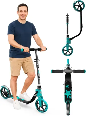 Adult Scooter with Big Wheels | Adjustable Height, Foldable Aluminum Frame | Smooth Ride for Urban Commuting and Outdoor Fun | Suitable for Teens 12  | 265 lbs Weight Limit