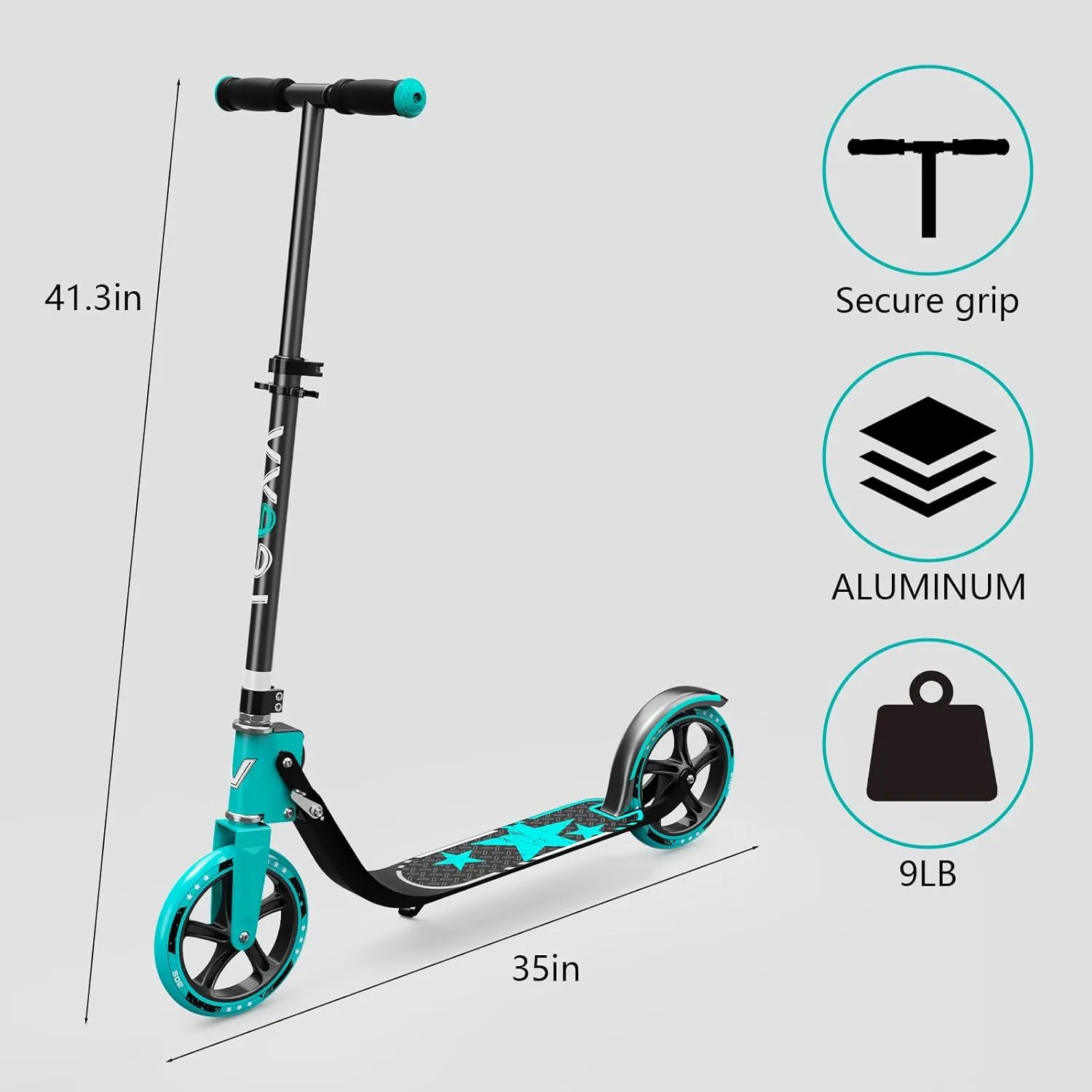 Adult Scooter with Big Wheels | Adjustable Height, Foldable Aluminum Frame | Smooth Ride for Urban Commuting and Outdoor Fun | Suitable for Teens 12  | 265 lbs Weight Limit