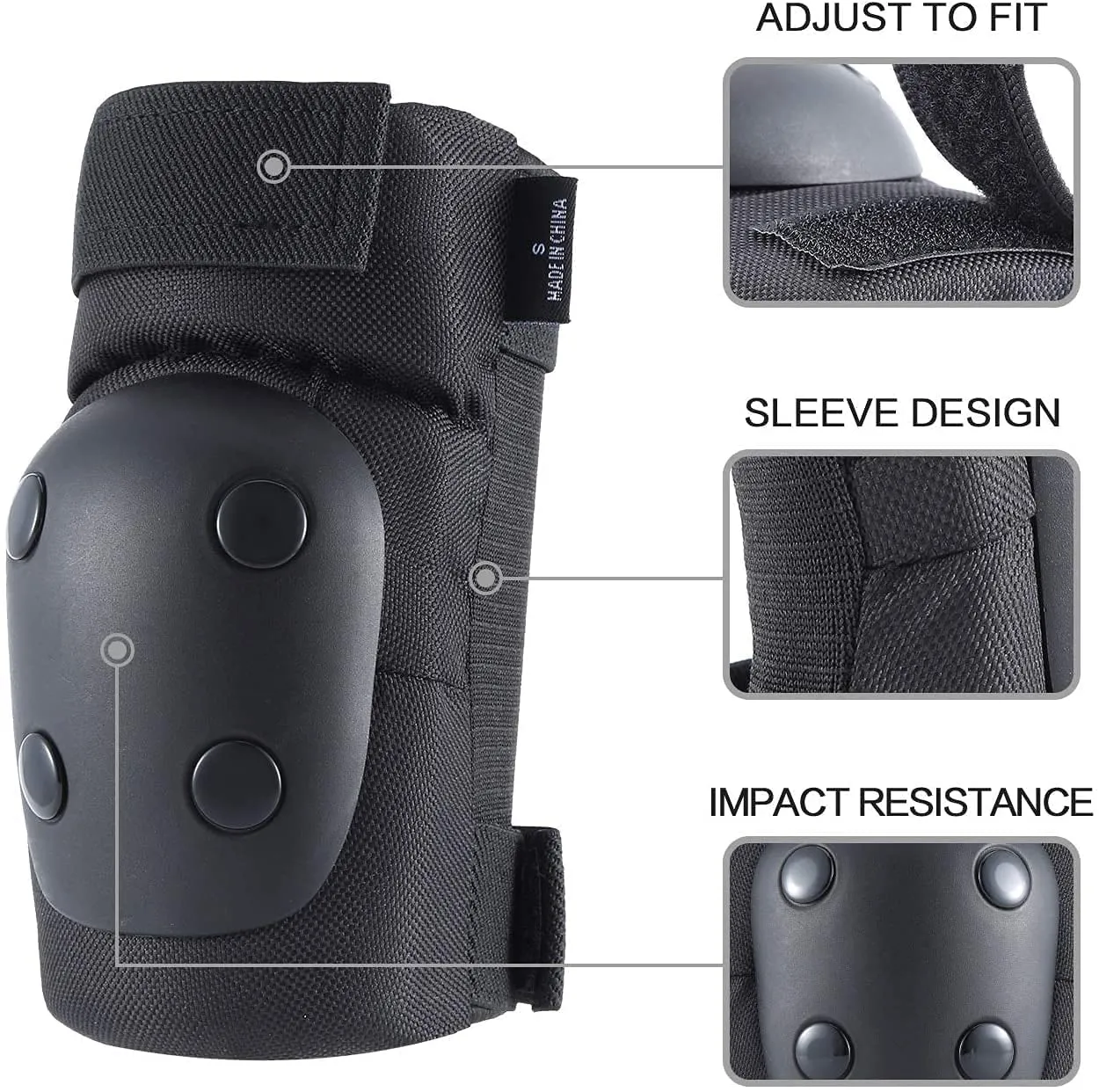 Adult/Child Knee Pads Elbow Pads Wrist Guards 3 in 1 Protective Gear Set for Skateboarding Inline Roller Biking Roller Skating Cycling Outdoor Sports Black XL