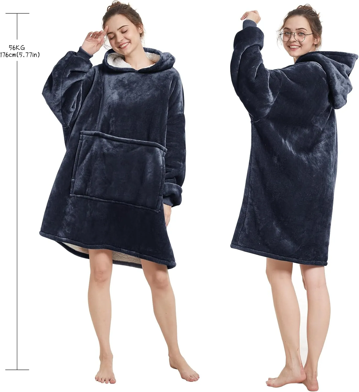 Aemilas Wearable Blanket Hoodie - Warm Sherpa Blanket Sweatshirt as Gifts for Adult Women Mom Men, One Size Fits All